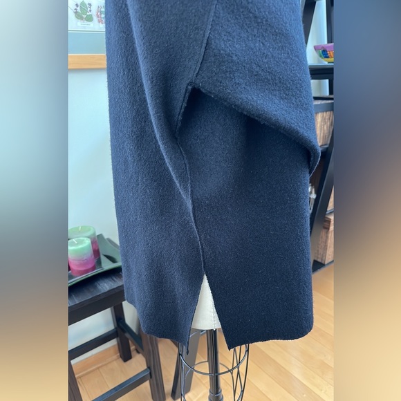 Eileen Fisher Boiled Wool funnel neck box tunic top in black - Picture 5 of 7